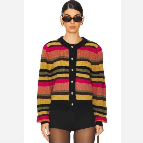Nation Ltd Carmela Cardigan in Vintage Stripe NWOT Alpaca Cotton Striped Sweater - Picture 2 of 11